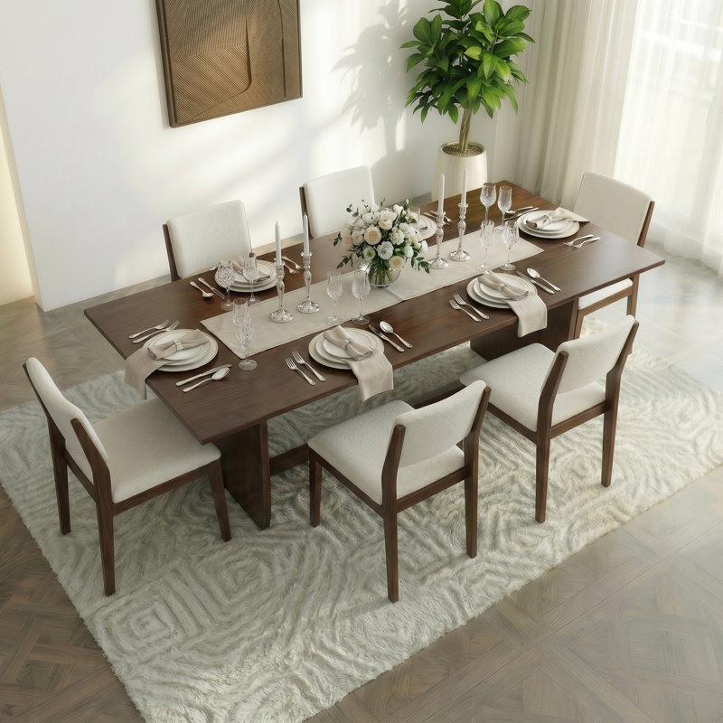 Dublin Solid Wood Dining Table with Trestle Base in Warm Walnut Finish