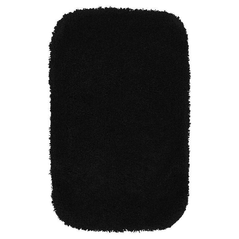 Treye Nylon Bath Rug with Non-Slip Backing, Black, Rectangle 24" x 40"