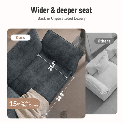3-Piece Upholstered Living Room Set with Loveseat and Sofa - Oversized Chenille Modular Couch