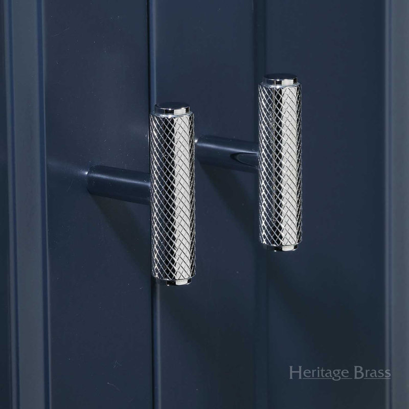 Heritage Brass Cabinet Knob Knurled T-Bar Design 45mm