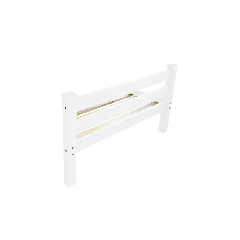 Base de lit en bois massif Anaaya, Simple, Blanc