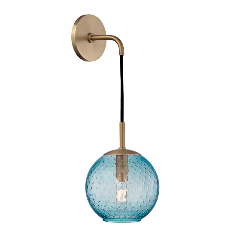 Rousseau 1 Light Wall Sconce, Aged Brass, Blue, 14" H X 6" W X 7.5" D