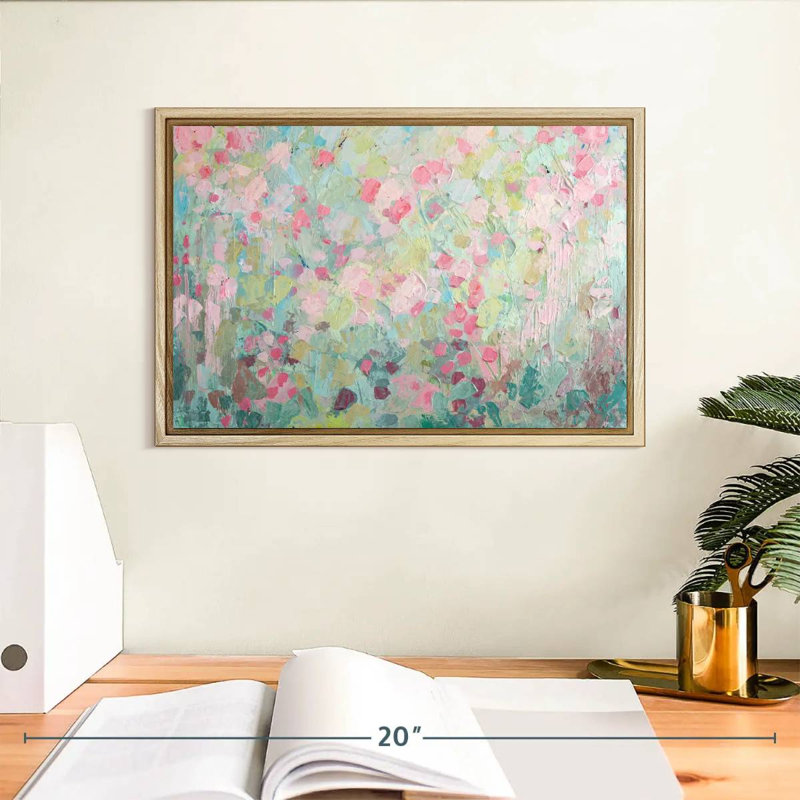 Dancing Sakura Tree, 13" X 9", Floating Frame Natural Wood