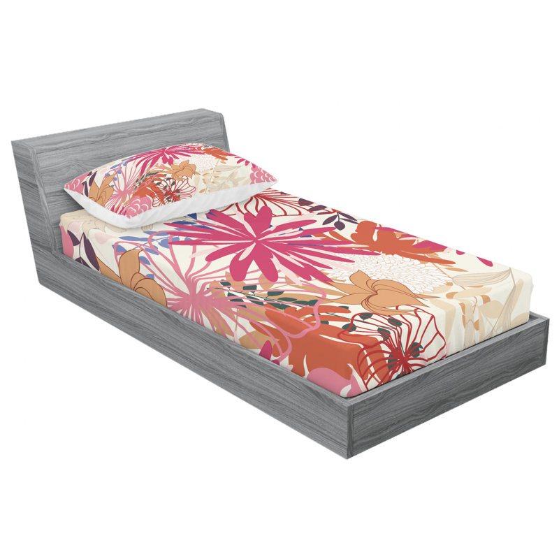 Microfiber Floral Sheet Set, Twin XL Sheet Set with Fitted Sheet