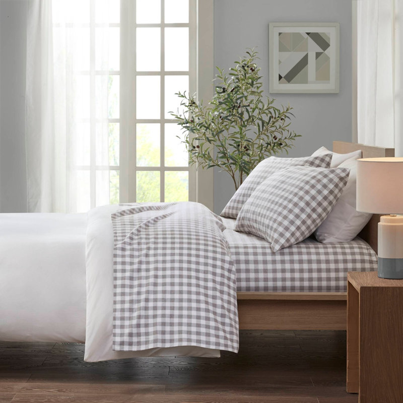 Ensemble de draps 4 pièces très grand imprimé à chevrons gris, King Sheet Set with 2 Pillowcases