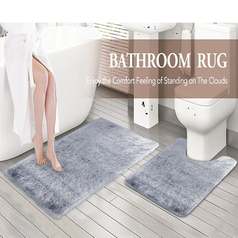 Polypropylene Plastic Non-Slip Bath Mat, Silver