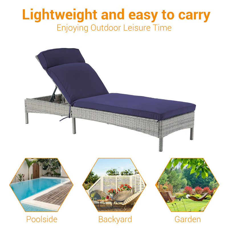 Fauteuil inclinable réglable pour l'extérieur, Bleu marine