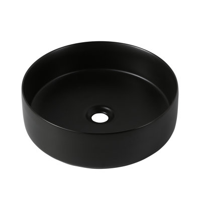 Matte Black Ceramic Vessel Sink - 15.77 In. Width, 4.78 Height, Easy To Install Bathroom Low Water Absorption,