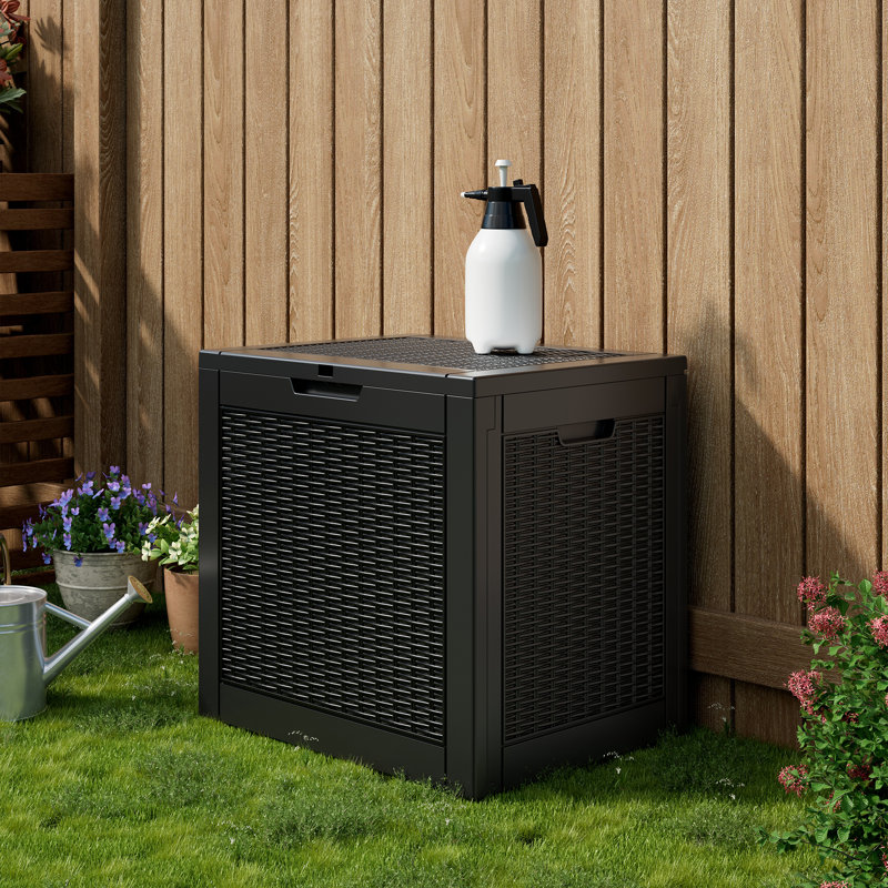 Outdoor 30 Gallon Resin Storage Lockable Deck Box, 20.87" H x 22.09" W x 17.09" D, Black