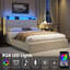 Bed Frame with Storage Headboard, Charging Station & LED Lights – Bed with 4 Drawers, No Box Spring Needed, Noise-Free Design-1480710744-1480710745