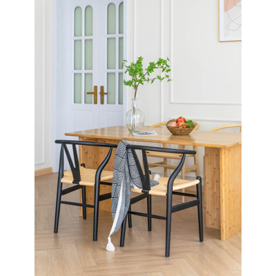 Chaise de salle à manger à dossier en Y de style Mid-Century moderne en bois massif (ensemble de 2)