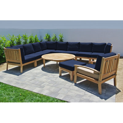 Huntington Teak Sectional Seating Group with Sunbrella Cushions