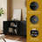 Modern Distressed Black 4-Door Wooden Sideboard Buffet Cabinet with Adjustable Shelves Lacquered Storage Cabinet for Living Room Dining Room Kitchen Office Entryway Hallway-721300210