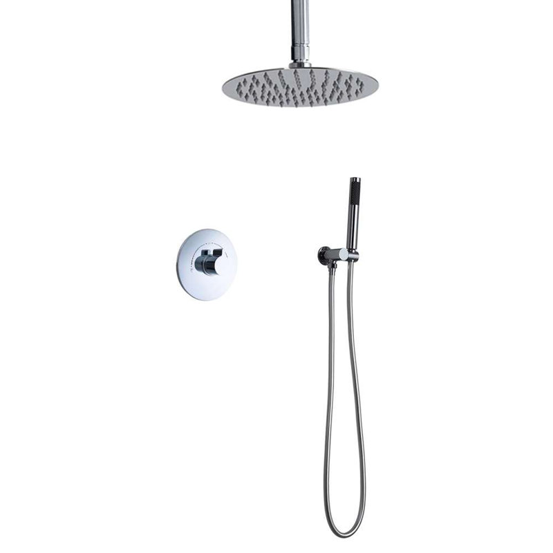 Ensemble de douche 2 voies avec pomme de douche ronde en laiton chromé Lima