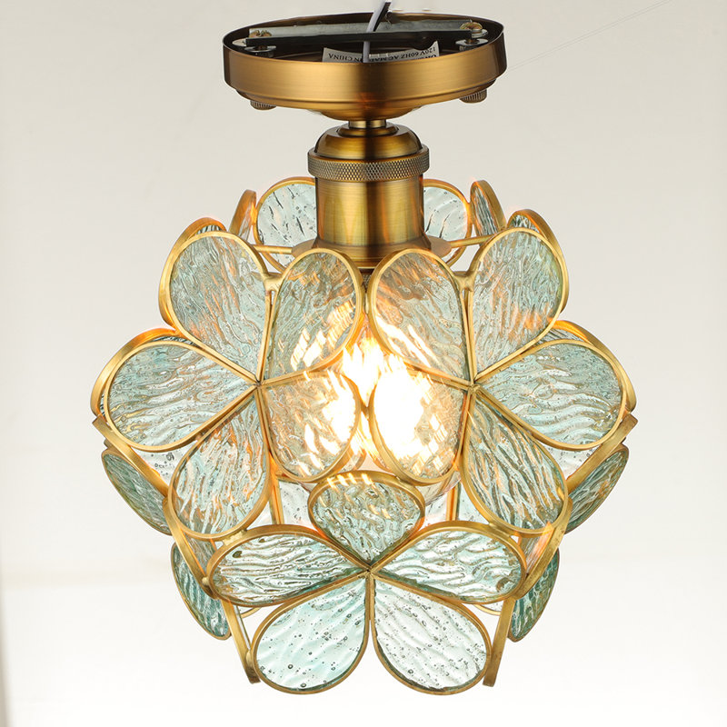 Hannelise Glass Semi Flush Mount, Green