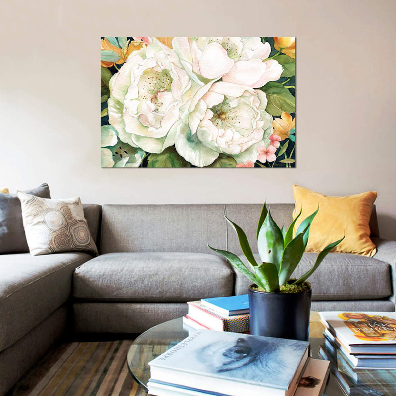 " Garden " by Carol Robinson, 18" H x 26" W x 1.5" D, Black Framed Canvas, No Mat