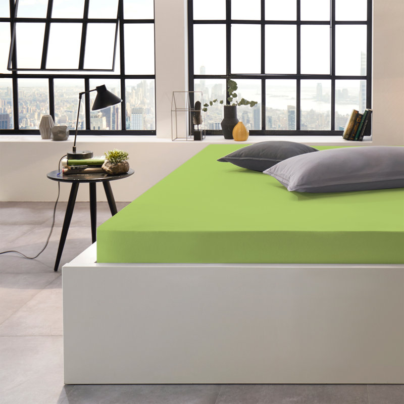 100% Cotton Jersey Knit Fitted Sheet, Melon, L 140x200cm - 160x220cm