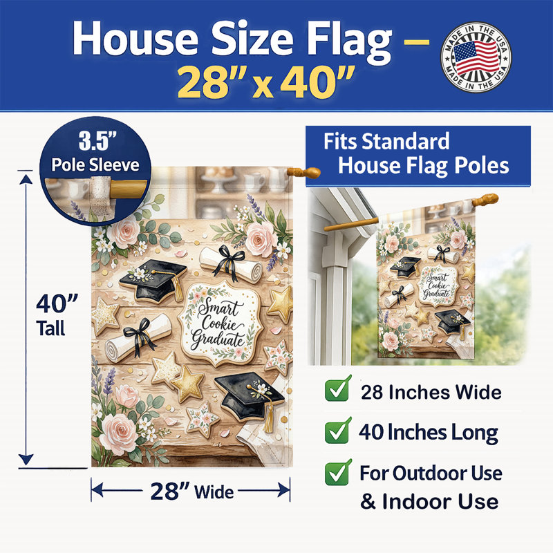 Smart House Graduation Graduation Art House Flag, Taille de la maison, Smart Cookie 1623