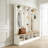Wide Design Hall Tree with Storage Bench, Minimalist Shoe Cabinet with Cube Storage & Shelves-912687287