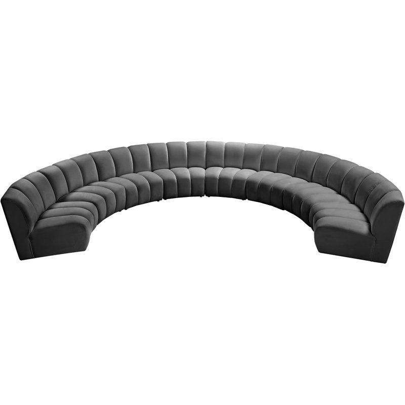 Canapé modulaire en velours Infinity, 8 pièces, Velours gris