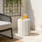 Faux Travertine MgO Outdoor Side Table, 17.72″ Tall, Small Space Friendly