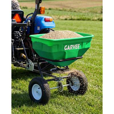 130 lb Tow Behind Spreader – 30-Setting Broadcast Spreader for Seed, Fertilizer, Salt & Ice Melt