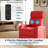 Recliner Chair PU Leather Massage Chair Single Sofa Recliner with Footrest Remote Control for Home, Red-1446407249