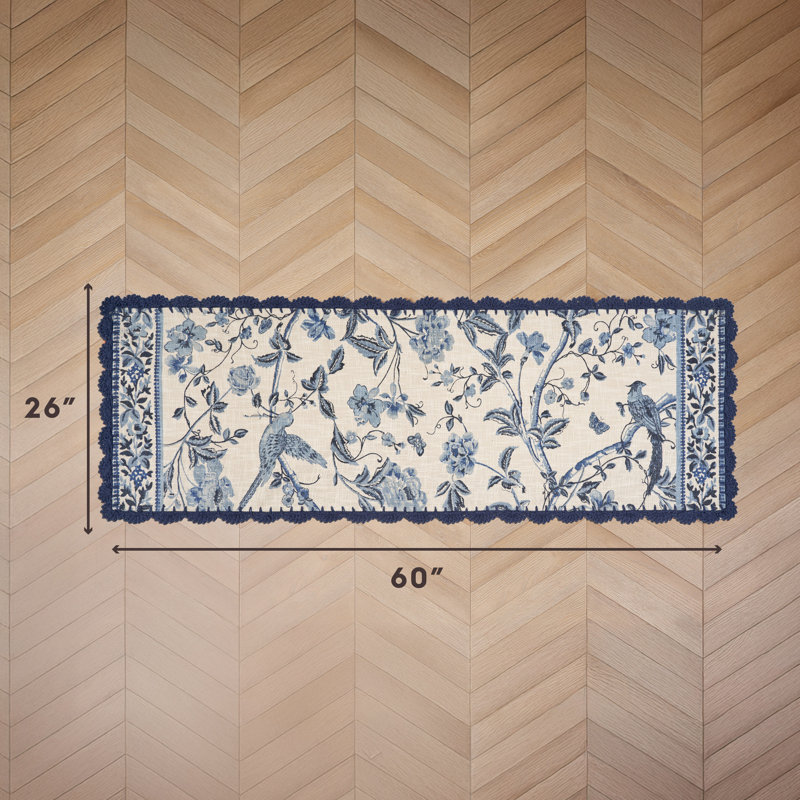 Laura Ashley Summer Palace Floral Machine Washable Cotton Slub Rugs, Runner 1'8" x 5'