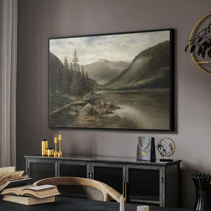 Paysage rétro - CDIL, H 25 po x l 37 po x P 2 po, Toile avec cadre flottant noir