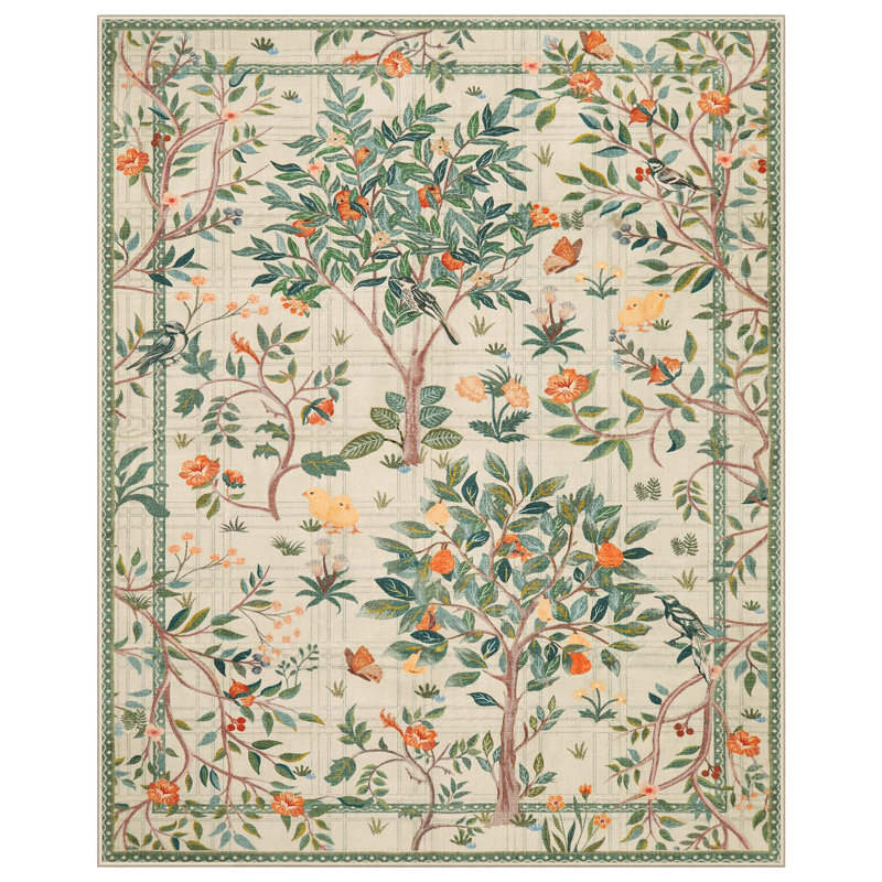 Kaldi Washable Area Rugs for Living Room Boho Non Slip Soft Floral Indoor Floor Carpet for Room, Rectangle 8' x 10'