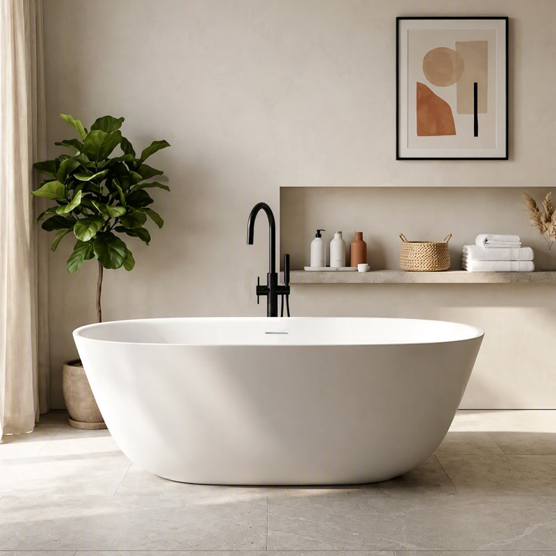 55.12'' x 27.56'' Soaking Solid Surface Bathtub