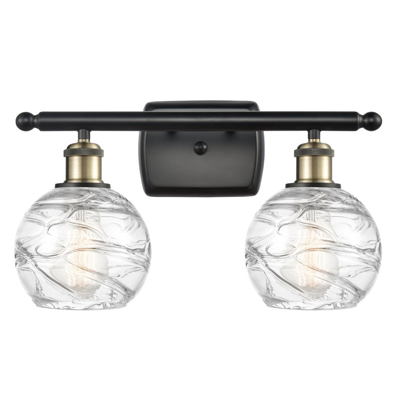 Éclairage pour meuble-lavabo à intensité variable Halvorson, Ampoule non incluse, Laiton antique noir, Transparent