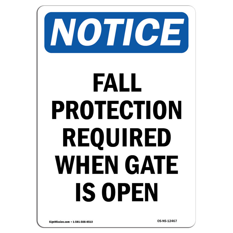 Fall Protection Required When Sign
