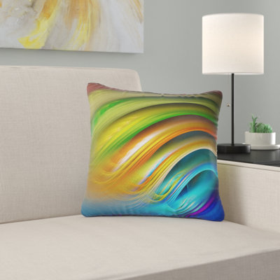Ondulations de l'eau colorées fractales - coussin imprimé abstrait
