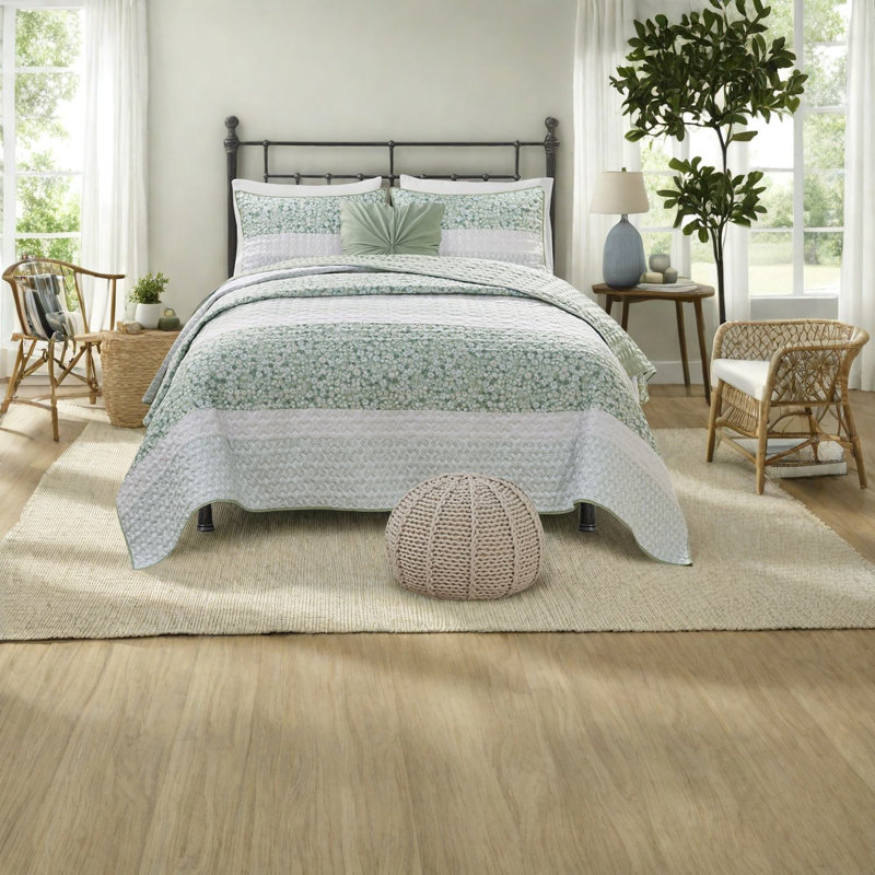 Élégante literie 4 pièces en polyester, style maison de campagne pour la maison