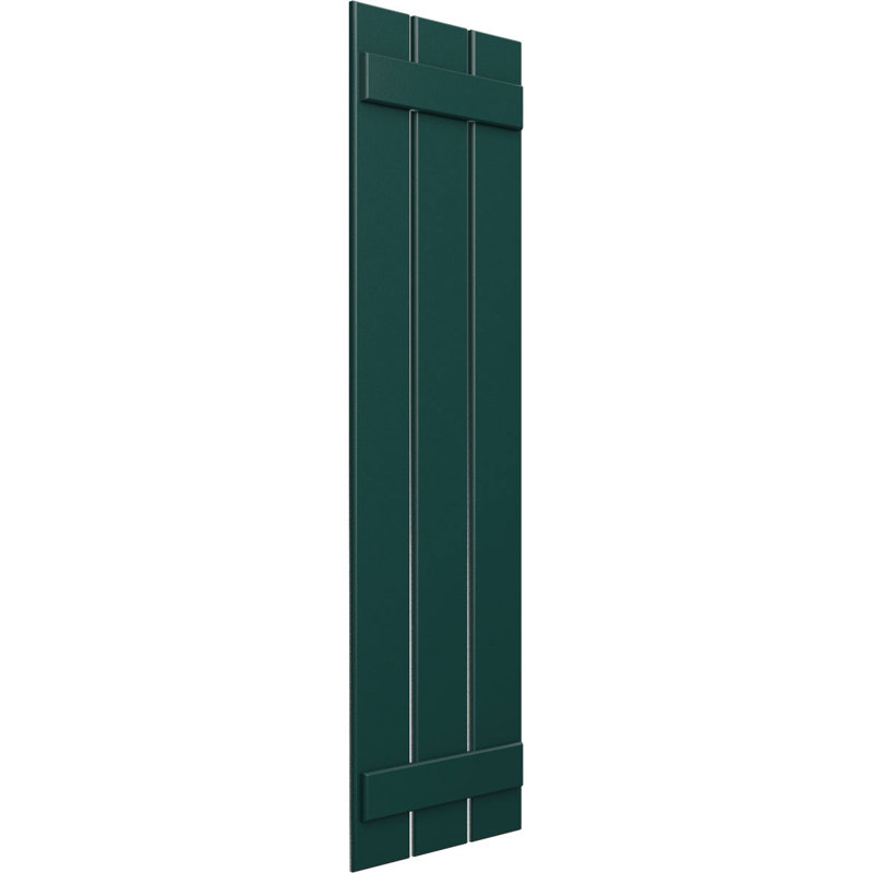 Volets en PVC True Fit à trois planches espacées, Vert thermique, H 54 po x l 17,125 po x P 0,625 po