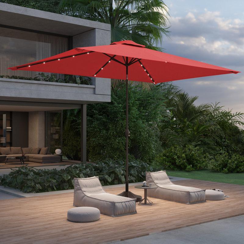 Parasol de marché rectangulaire 120 po x 78 po Dorelien, Rouge