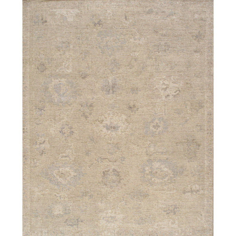 Tapis crème en laine noué à la main Oushak, Rectangle 8 pi 3 po x 10 pi 3 po