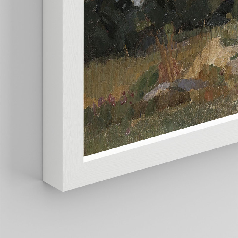 "Champ vert de campagne" sur papier, H 11 po x l 14 po, Blanc