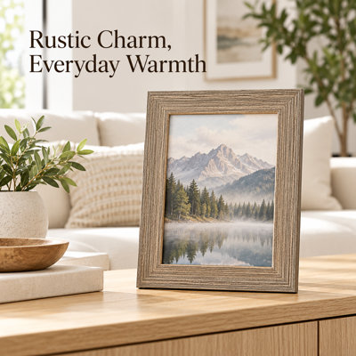9.6" Rustic Wood Picture Frame, Fits 6" x 8" Photos for Wall or Tabletop Display-set of 4