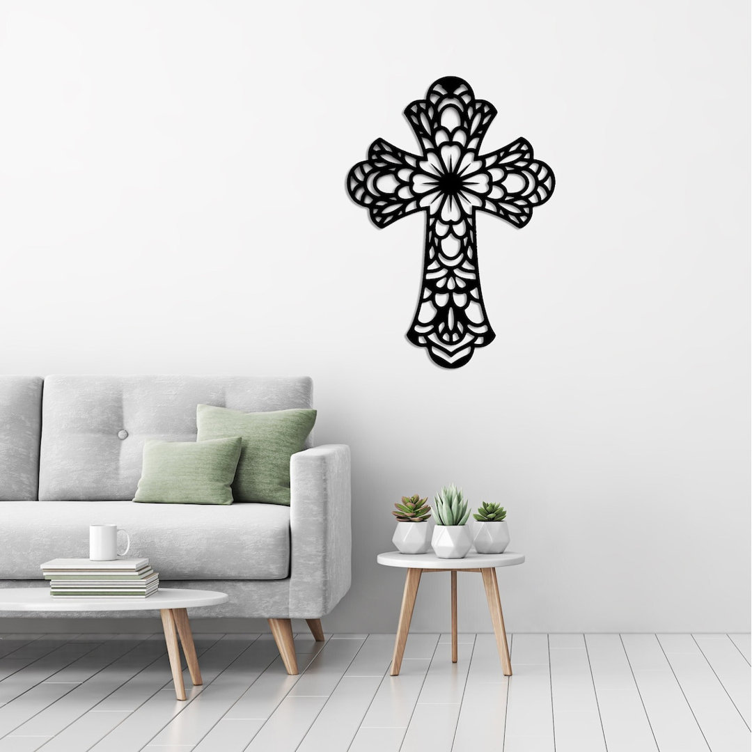 Wanddekoration Floral Cross