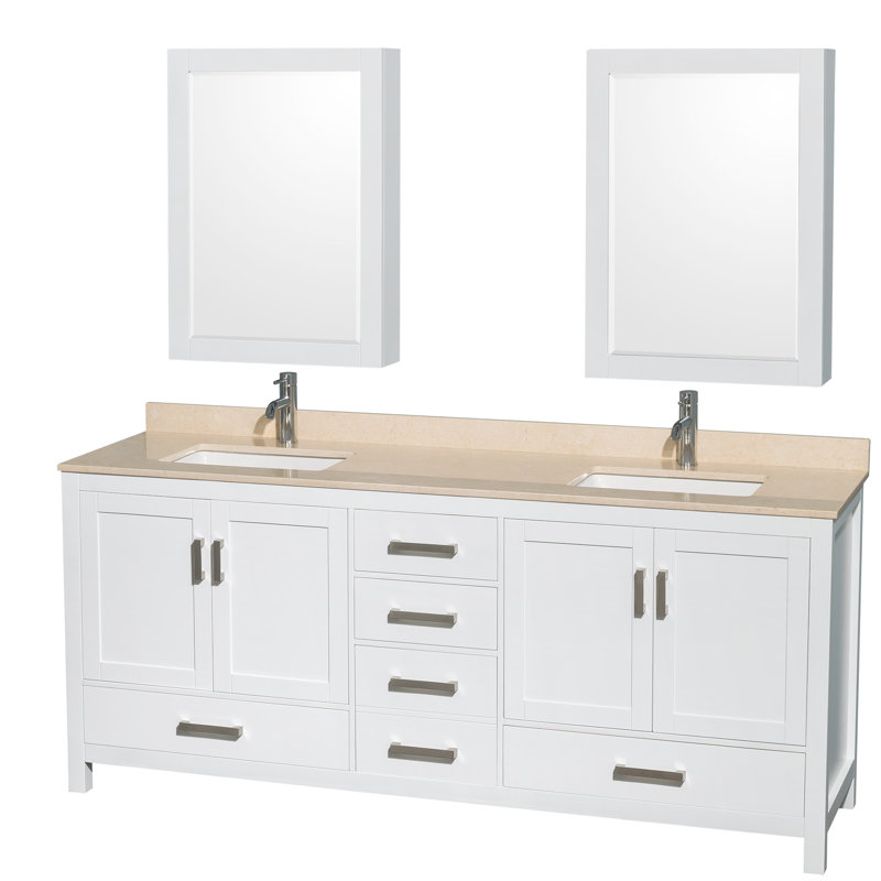 Sheffield 79" Double Bathroom Vanity Base Only, White
