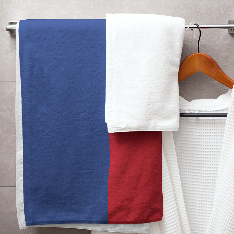 Bath Towel, Blue/Red/Blue, Polyester/Cotton