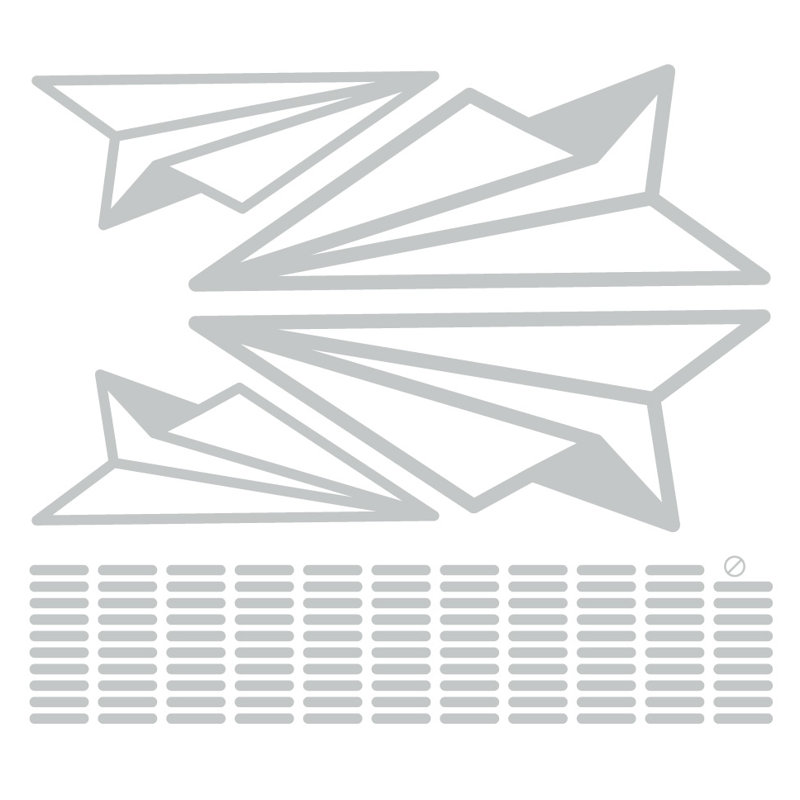 Adhésif décoratif papier avion, H 30 po x l 33 po x P 0,01 po, Gris clair