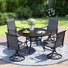 Ensemble repas pour 4 personnes avec table ronde en métal et 4 chaises pivotantes en textilène
