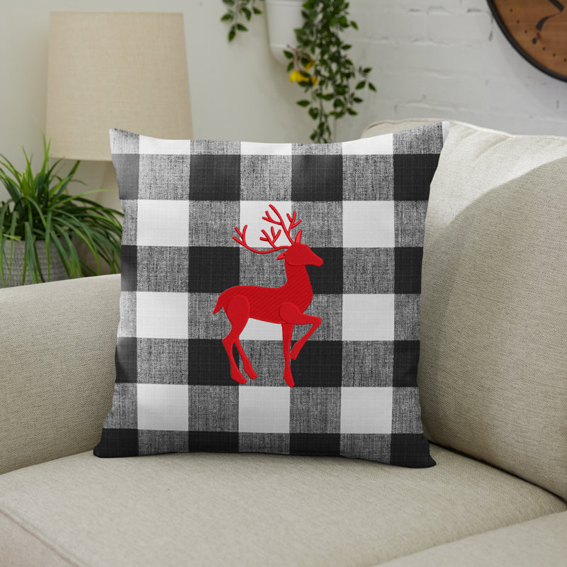  Housse et insert de coussin d'extérieur carré Deer, Noir / rouge