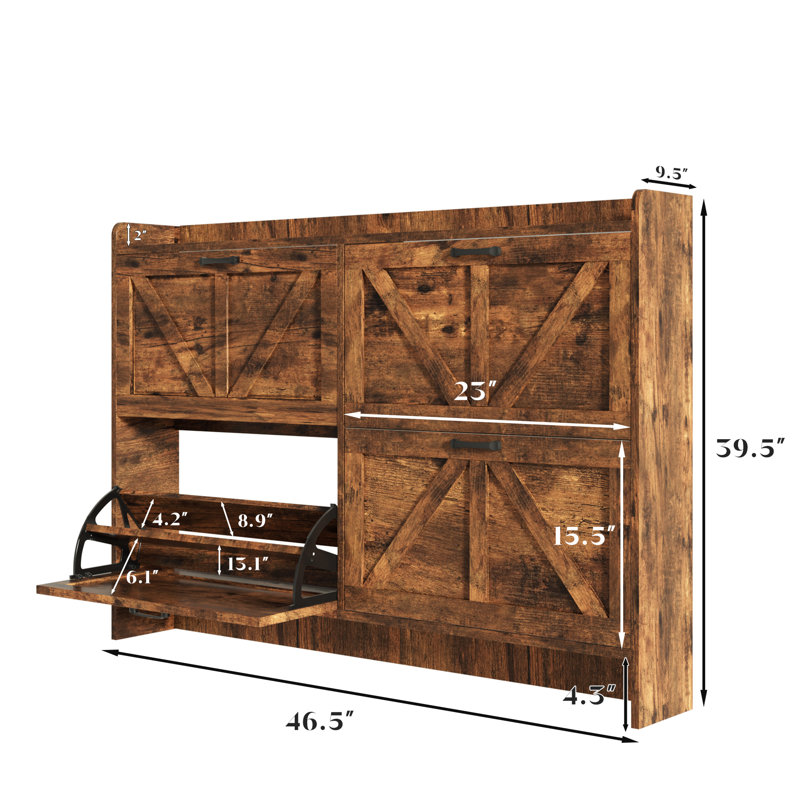 Grande armoire à chaussures avec 4 tiroirs rabattables, Brun