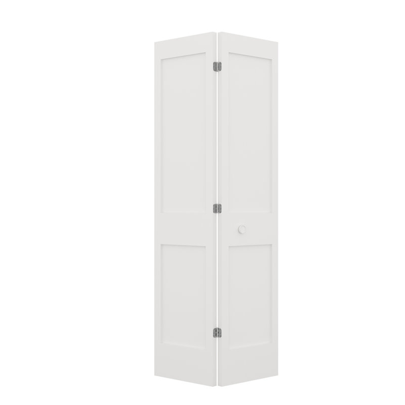 Shaker White Primed 2-Panel Solid Core Bi-Fold Door with Hardware Included
