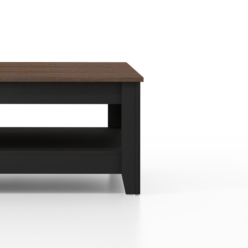 Weddel Basilico Coffee Table with Storage, Matt Black/Dusty Walnut