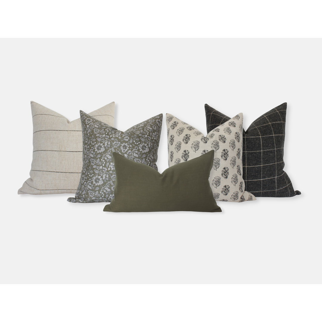 Green and Gray Pillow Covers, Sofa Throw Pillow Set Textileish 